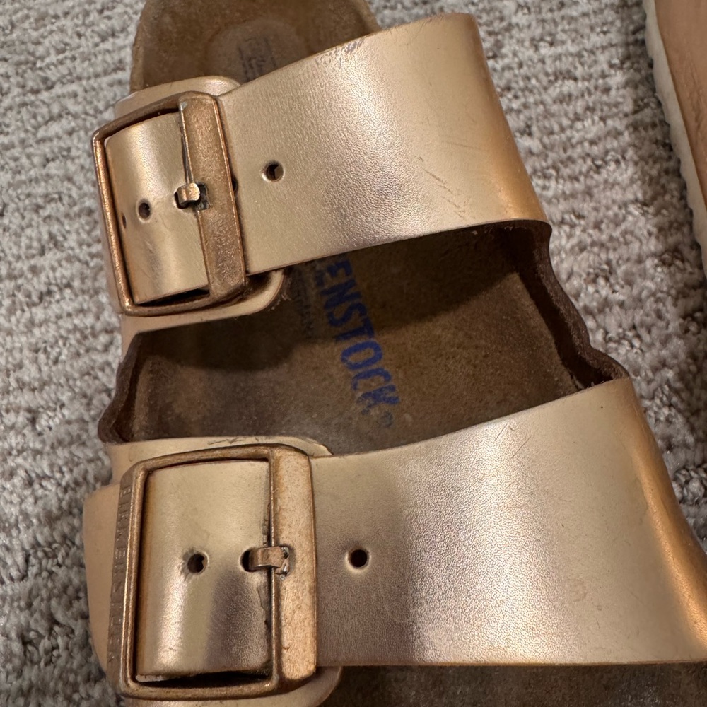Birkenstock Arizona soft footbed slide sandal- copper leather size 9 - Picture 8 of 13